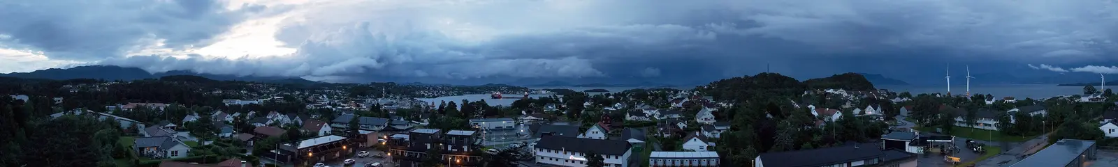 Panorama of Leirvik on Stord at dusk